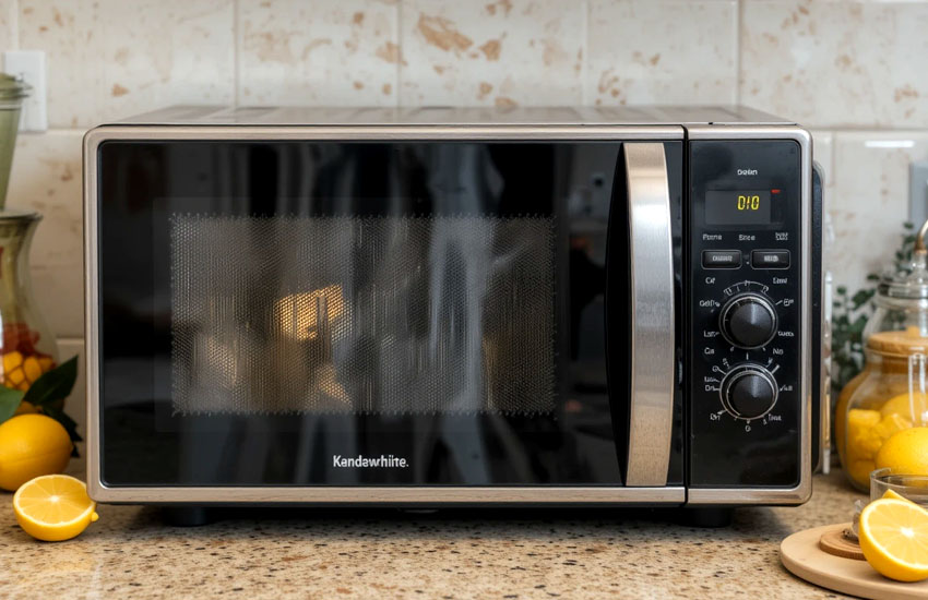 Cleaning Microwave with Lemon