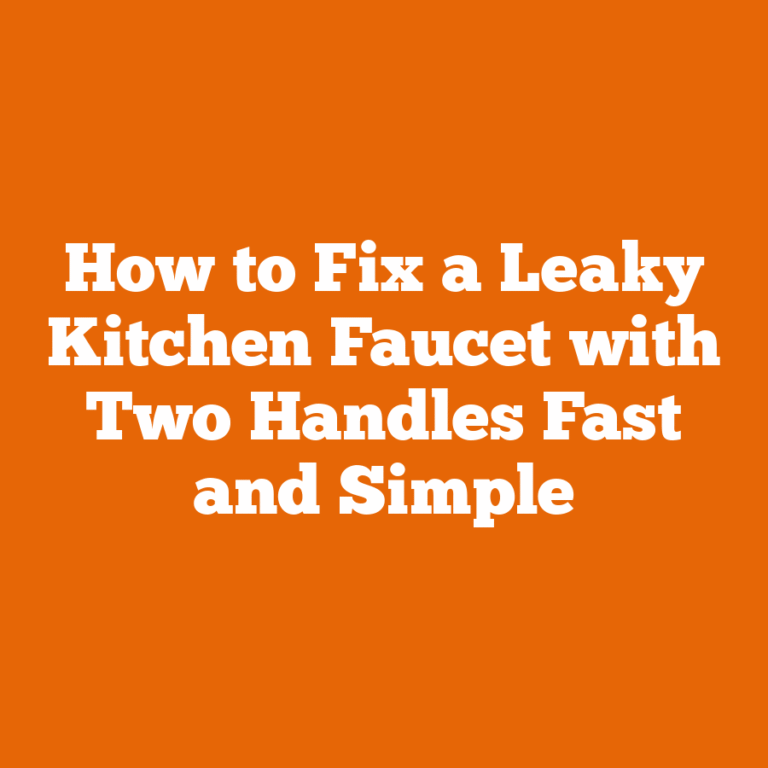 How to Fix a Leaky Kitchen Faucet with Two Handles Fast and Simple